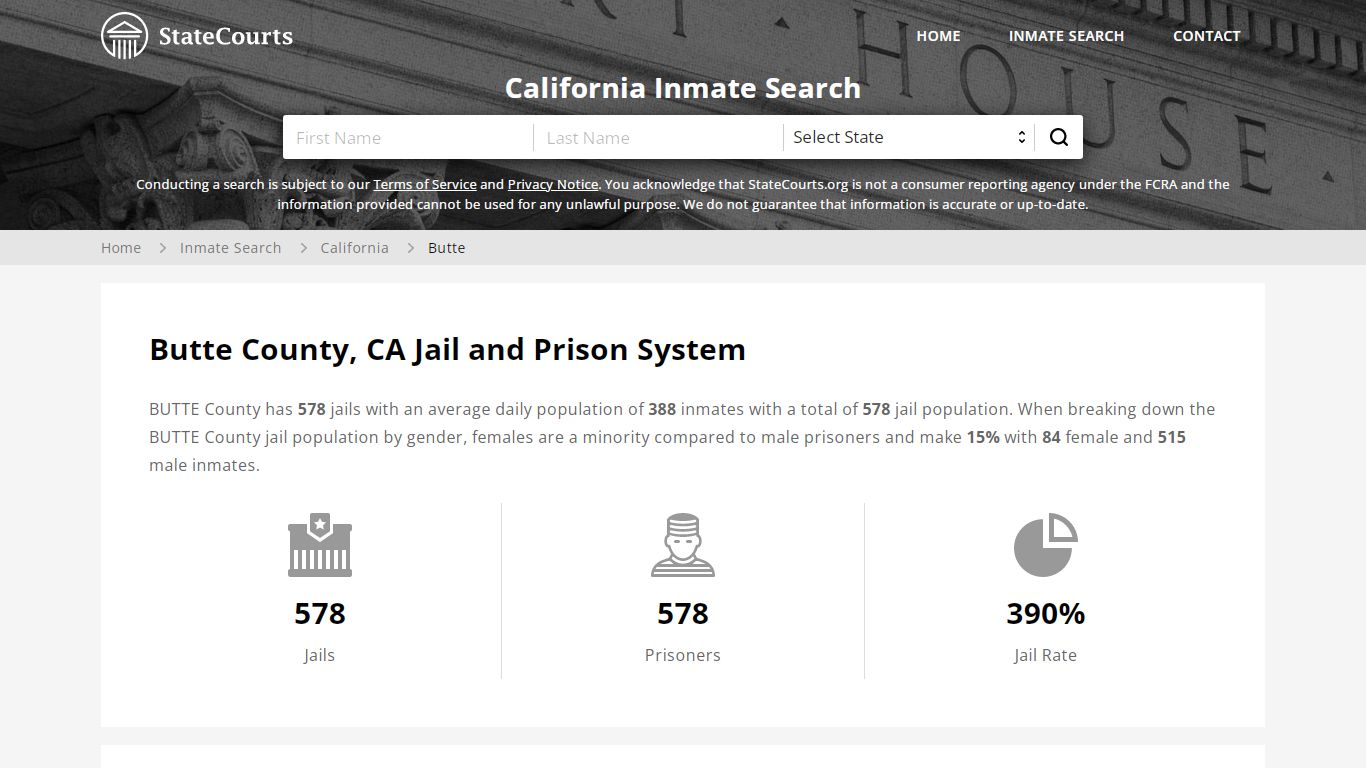 Butte County, CA Inmate Search - StateCourts